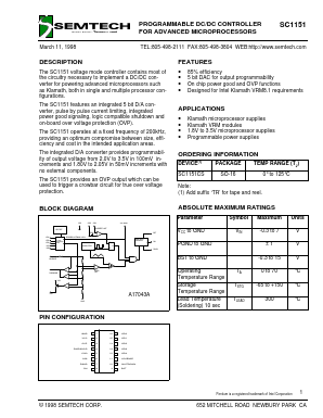 SC1151CSTR Datasheet PDF Semtech Corporation