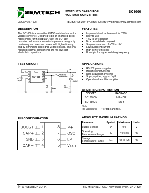 SC1660CS Datasheet PDF Semtech Corporation