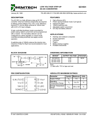 SC1631-3CSTR Datasheet PDF Semtech Corporation