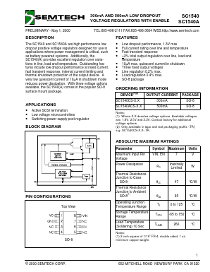 SC1540ACS-1.8 Datasheet PDF Semtech Corporation