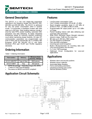 SX1211I084T Datasheet PDF Semtech Corporation