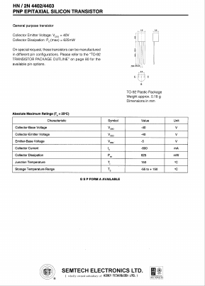 HN2N4402 Datasheet PDF Semtech Corporation