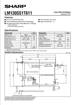 LM130SS1T611 Datasheet PDF Sharp Electronics