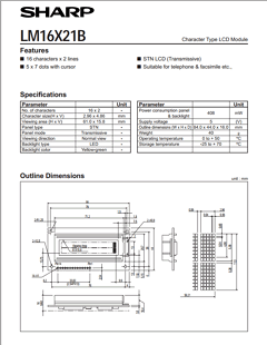 LM16X21B Datasheet PDF Sharp Electronics