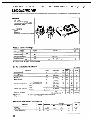 LT022MD Datasheet PDF Sharp Electronics