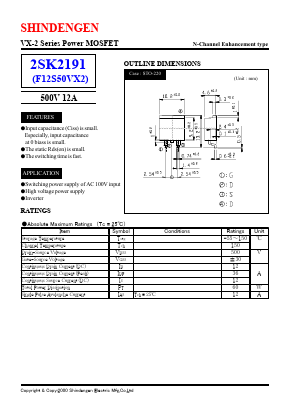 2SK2191 Datasheet PDF Shindengen