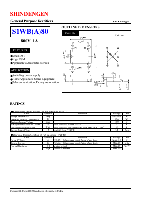 S1WB80 Datasheet PDF Shindengen