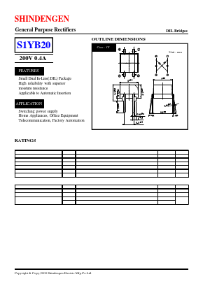 S1YB20 Datasheet PDF Shindengen