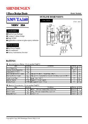 S30VTA160 Datasheet PDF Shindengen