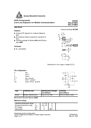 B4040 Datasheet PDF Siemens AG