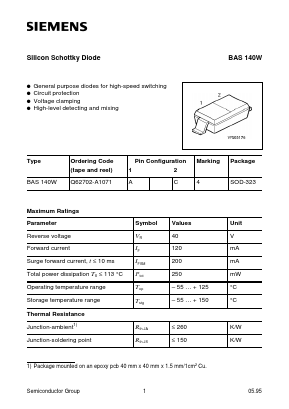 BAS140 Datasheet PDF Siemens AG