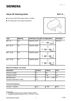 BAT18 Datasheet PDF Siemens AG
