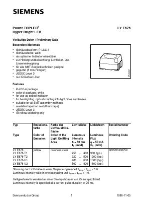 LYE676-U2 Datasheet PDF Siemens AG
