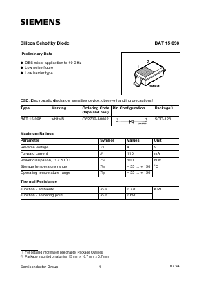 BAT15-098 Datasheet PDF Siemens AG