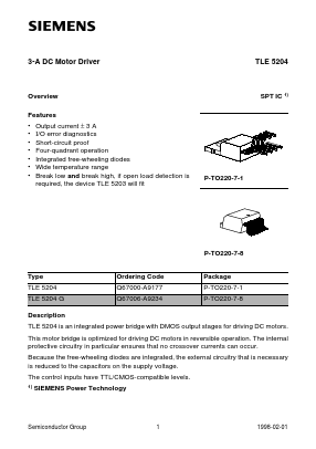 TLE5204G Datasheet PDF Siemens AG