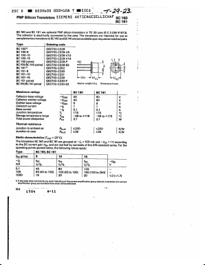 BC161/BC141 Datasheet PDF Siemens AG