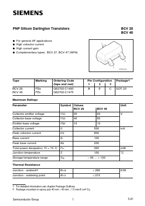 BCV46 Datasheet PDF Siemens AG