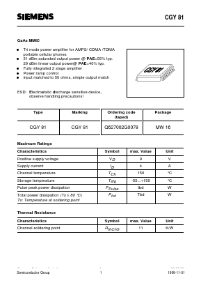 CGY81 Datasheet PDF Siemens AG