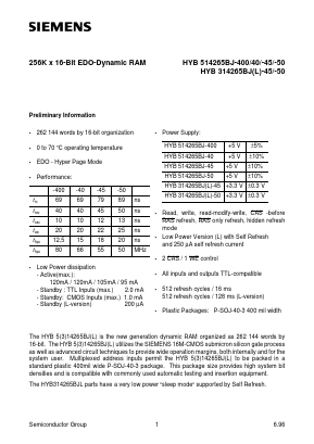 HYB514265BJ Datasheet PDF Siemens AG