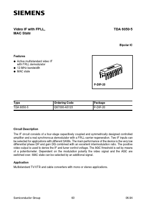 TDA6050-5 Datasheet PDF Siemens AG