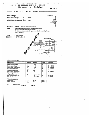 BUZ60B Datasheet PDF Siemens AG