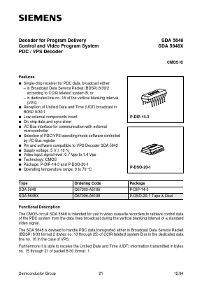 SDA5648 Datasheet PDF Siemens AG