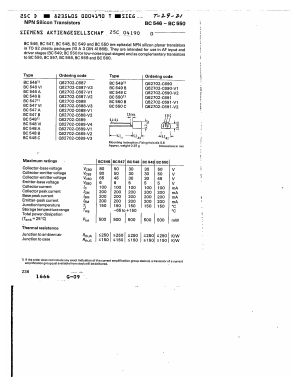 BC548B Datasheet PDF Siemens AG
