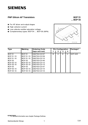BCP51-16 Datasheet PDF Siemens AG