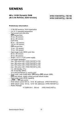 HYB3165165T-50 Datasheet PDF Siemens AG