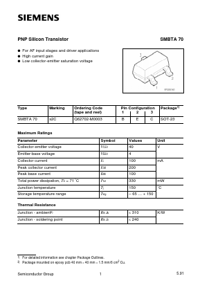 SMBTA70 Datasheet PDF Siemens AG
