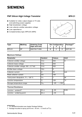 BFN21 Datasheet PDF Siemens AG