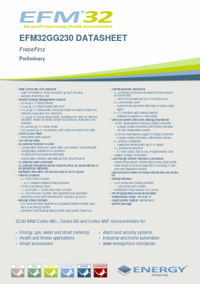 EFM32GG230F1024-QFN64 Datasheet PDF Silicon Laboratories