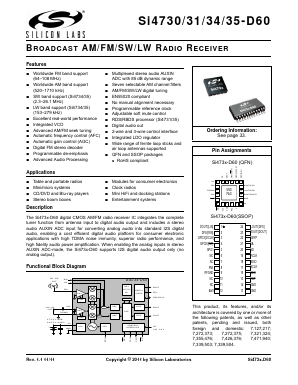 SI4735-D60-GU2 Datasheet PDF Silicon Laboratories
