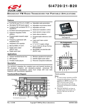 SI4720-B20 Datasheet PDF Silicon Laboratories