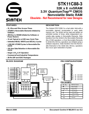STK11C88-3SF35 Datasheet PDF Simtek Corporation