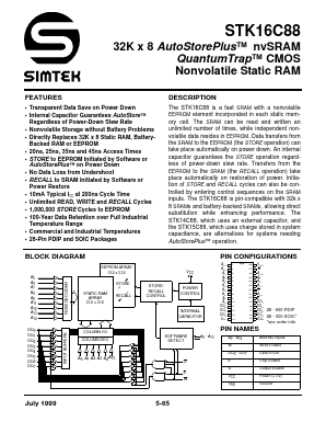 STK16C88-S20 Datasheet PDF Simtek Corporation