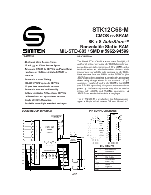 STK12C68-5C40M Datasheet PDF Simtek Corporation