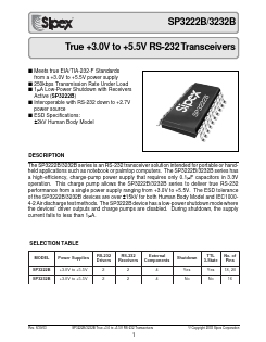 SP3232BCN Datasheet PDF Signal Processing Technologies