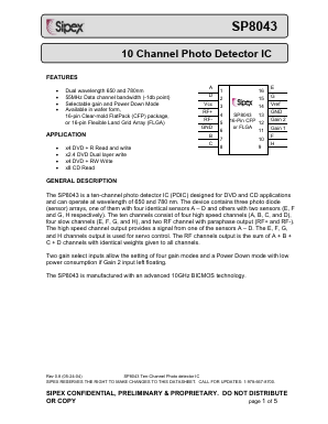 SP8043DG1 Datasheet PDF Signal Processing Technologies