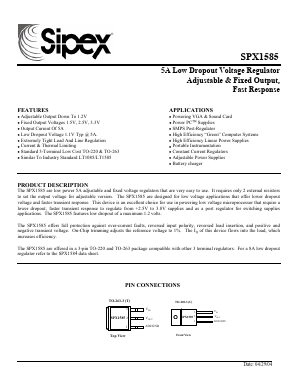 SPX1585AU Datasheet PDF Signal Processing Technologies