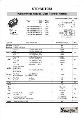 SDT253 Datasheet PDF Sirectifier Electronics