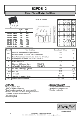 S3PDB12N16P Datasheet PDF Sirectifier Electronics