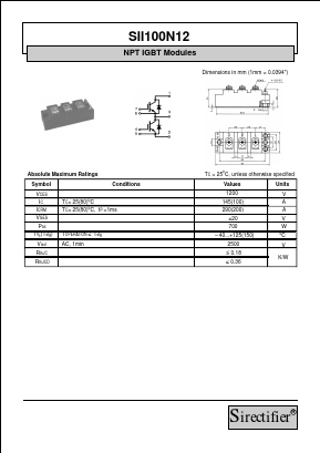 SII100N12 Datasheet PDF Sirectifier Electronics