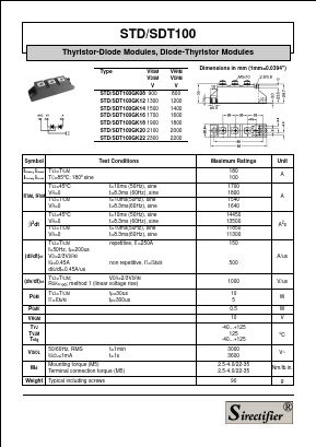 SDT100GK20 Datasheet PDF Sirectifier Electronics