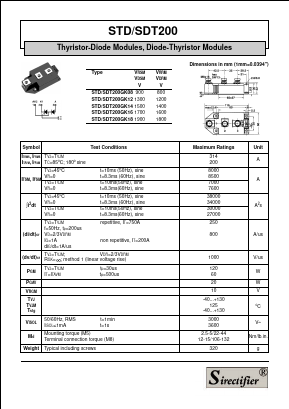 SDT200 Datasheet PDF Sirectifier Electronics