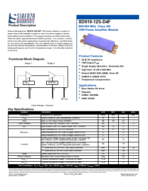 XD010-12S-D4F Datasheet PDF Sirenza Microdevices => RFMD