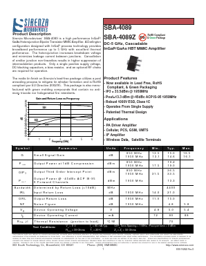 SBA-4089Z Datasheet PDF Sirenza Microdevices => RFMD