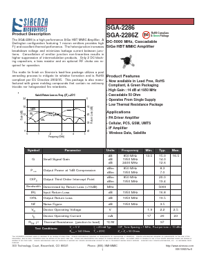 SGA-2286Z Datasheet PDF Sirenza Microdevices => RFMD