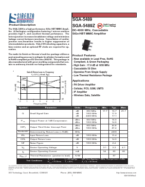 SGA-5489Z Datasheet PDF Sirenza Microdevices => RFMD