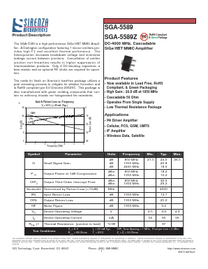 SGA-5589Z Datasheet PDF Sirenza Microdevices => RFMD